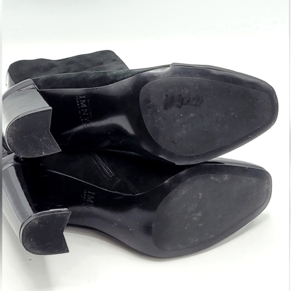 IMNYC Isaac Mizrahi Bella Patent Leather Suede Chunky Zip Heel Boots Size 8 M - Picture 13 of 16